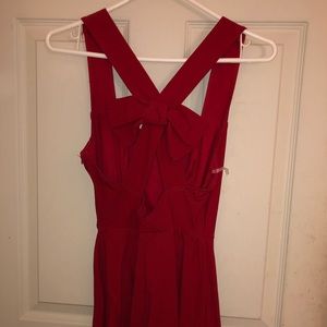Bright Red Minidress With Bow On Back Straps